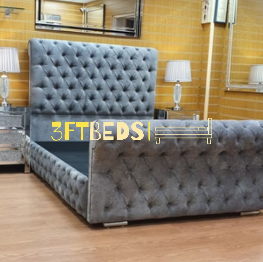 Luxury Full Chesterfield Sleigh 3ft Single Frame Bed